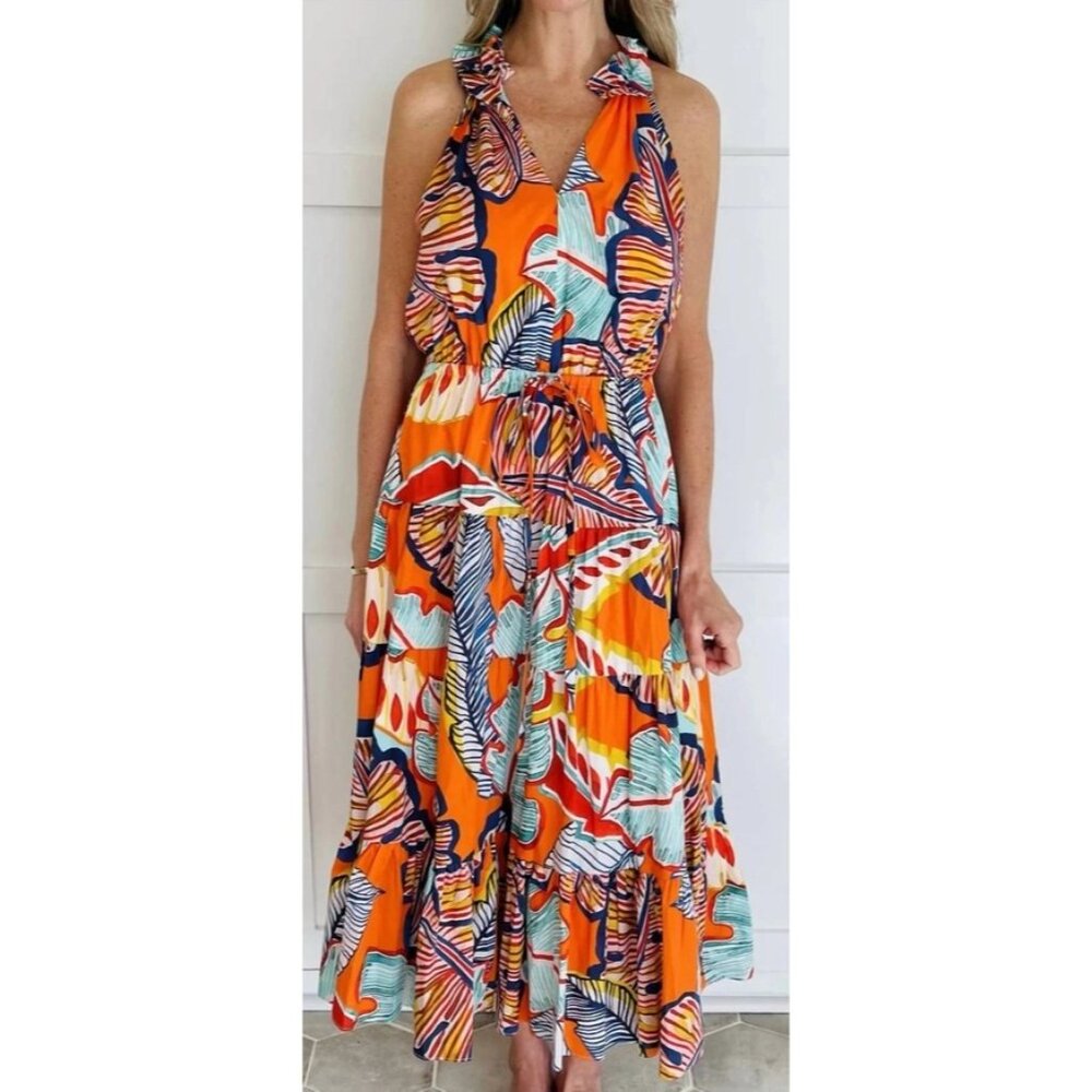 Willa Story Women's Eliza Maxi Vneck Dress in‎ Tropical Print Size Small …